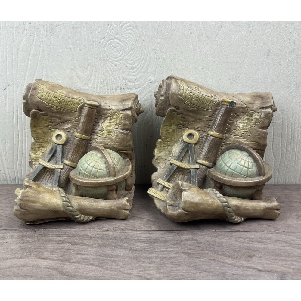 Vintage Ceramic Book End Bookends Nautical Collection Spanish Galleon Hispaniola